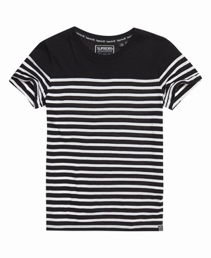 Superdry Pop Breton Női Pólók Fekete/Csíkok | MSRHU8421